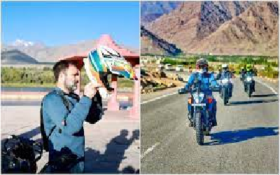Rahul Gandhi Rides Bike : ट्रैक्टर के बाद अब बाइक चलाते नज़र आए Rahul Gandhi, लद्दाख में दौड़ाई KTM 390 Adventure, लोग बोले - मिल गया धूम 4 का असली हीरो
